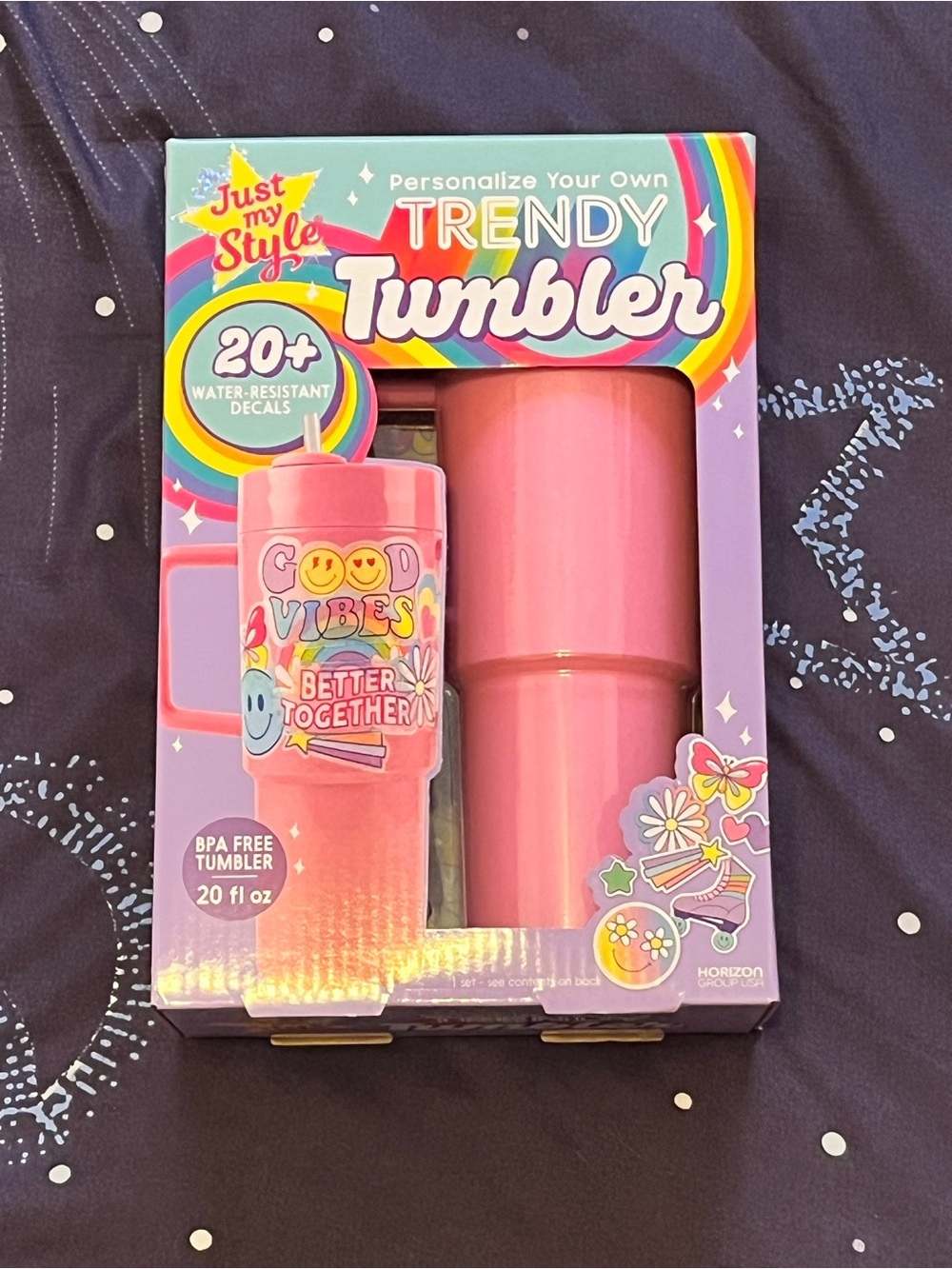 NWT DIY Trendy Pink Tumbler with 20+ Decals Bpa free